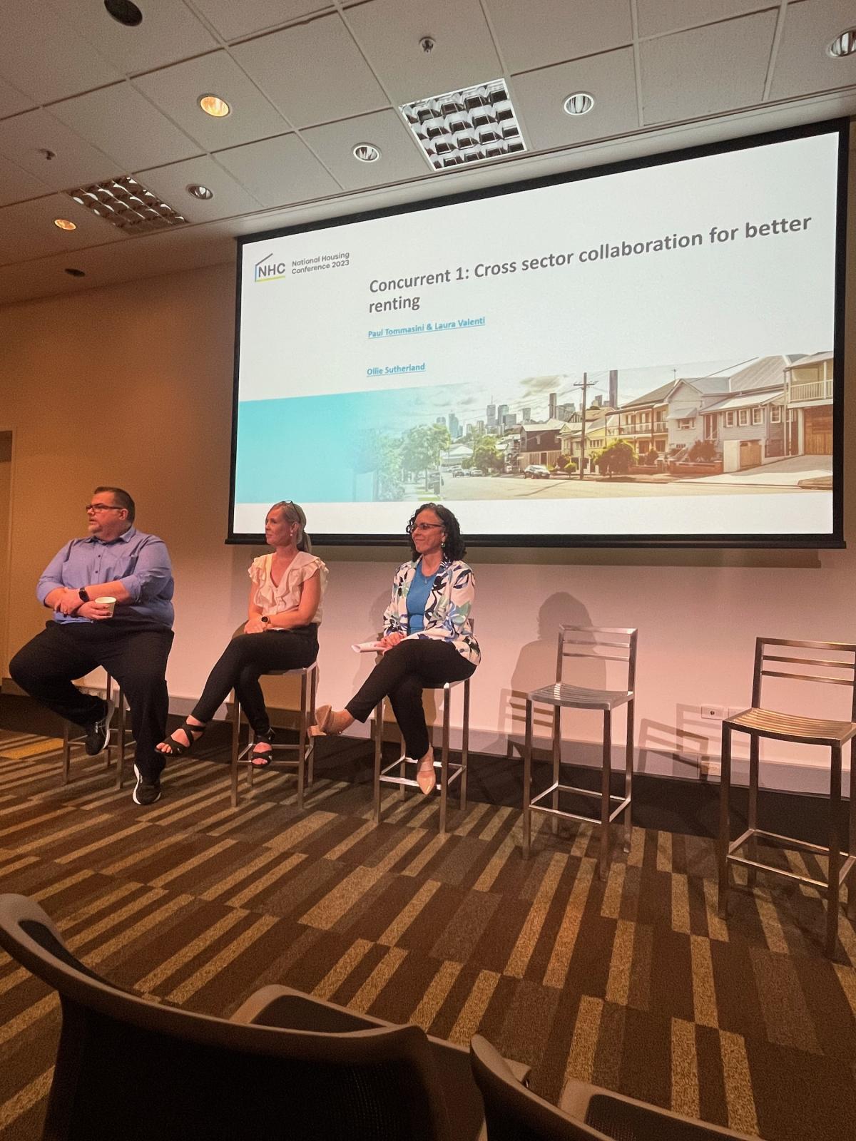 Panel at National Housing Conference, Paul Tommasini, Ollie Sutherland and Laura Valenti